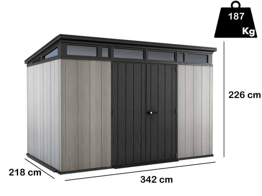 Abri de jardin - Keter Artisan gris - Avec porte à double pans - 342x218x226 cm