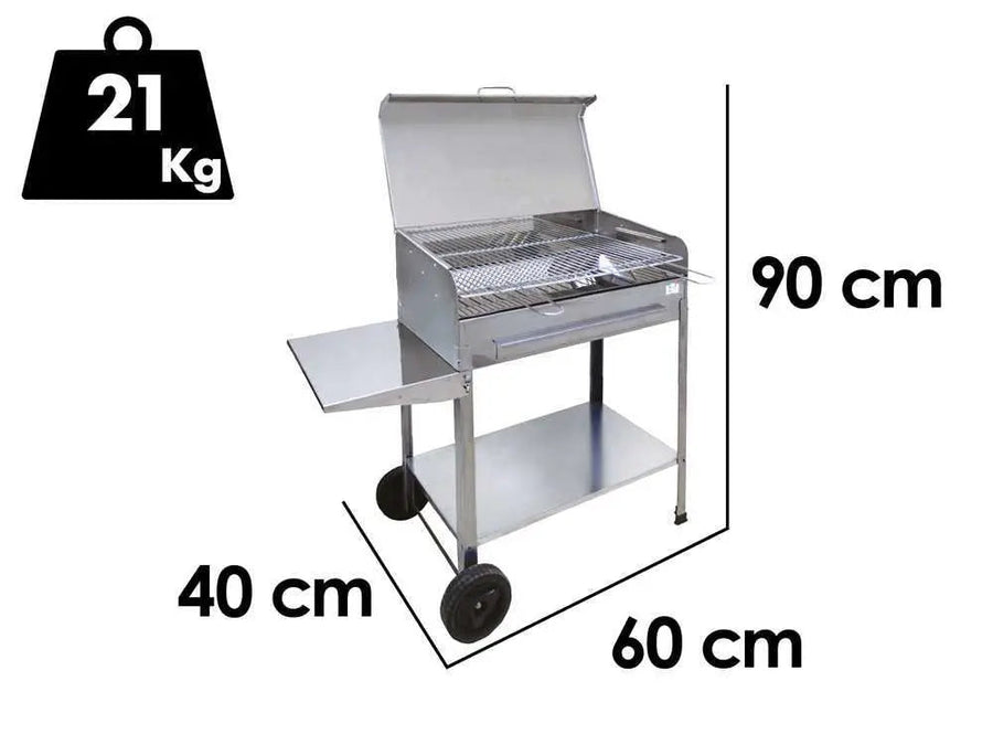 Mille Achille Medium - Barbecue à charbon en acier inox artisanal - 57,5x37 cm