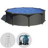 Gre Anthracite Ronde Ø460 x 132 cm - Piscine hors-sol en acier