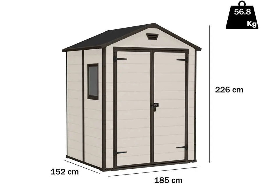 Abri de jardin - Keter Manor beige - Avec fenêtre latérale - 185x152x226 cm