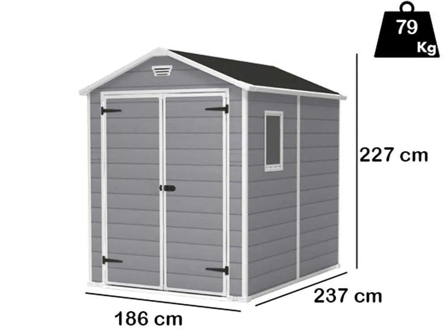 Abri de jardin - Keter Manor gris - Avec fenêtre latérale - 186x237x227 cm