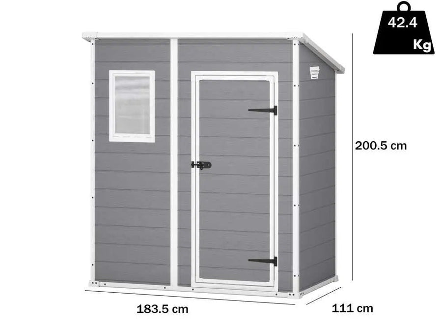 Abri de jardin - Keter Manor Pent gris -  Avec fenêtre frontale - 183.5x111x200.5 cm